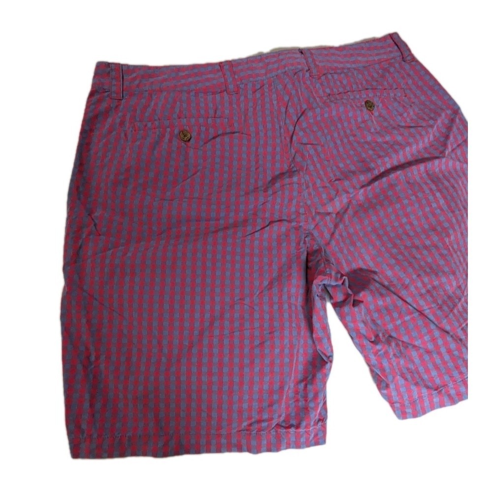Tailor Vintage Shorts Mens sz 32 Red Blue Gingham Check Chino Beach Preppy - Picture 11 of 16